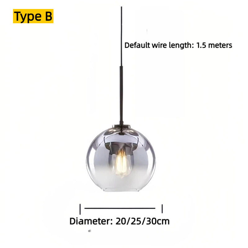 Kiven Nordic Modern Minimalist Adjustable Glass Globe Pendant Light, Creative Single - Head Design, Ideal for Dining Room, Cafe, Bedroom & Bar Ambience