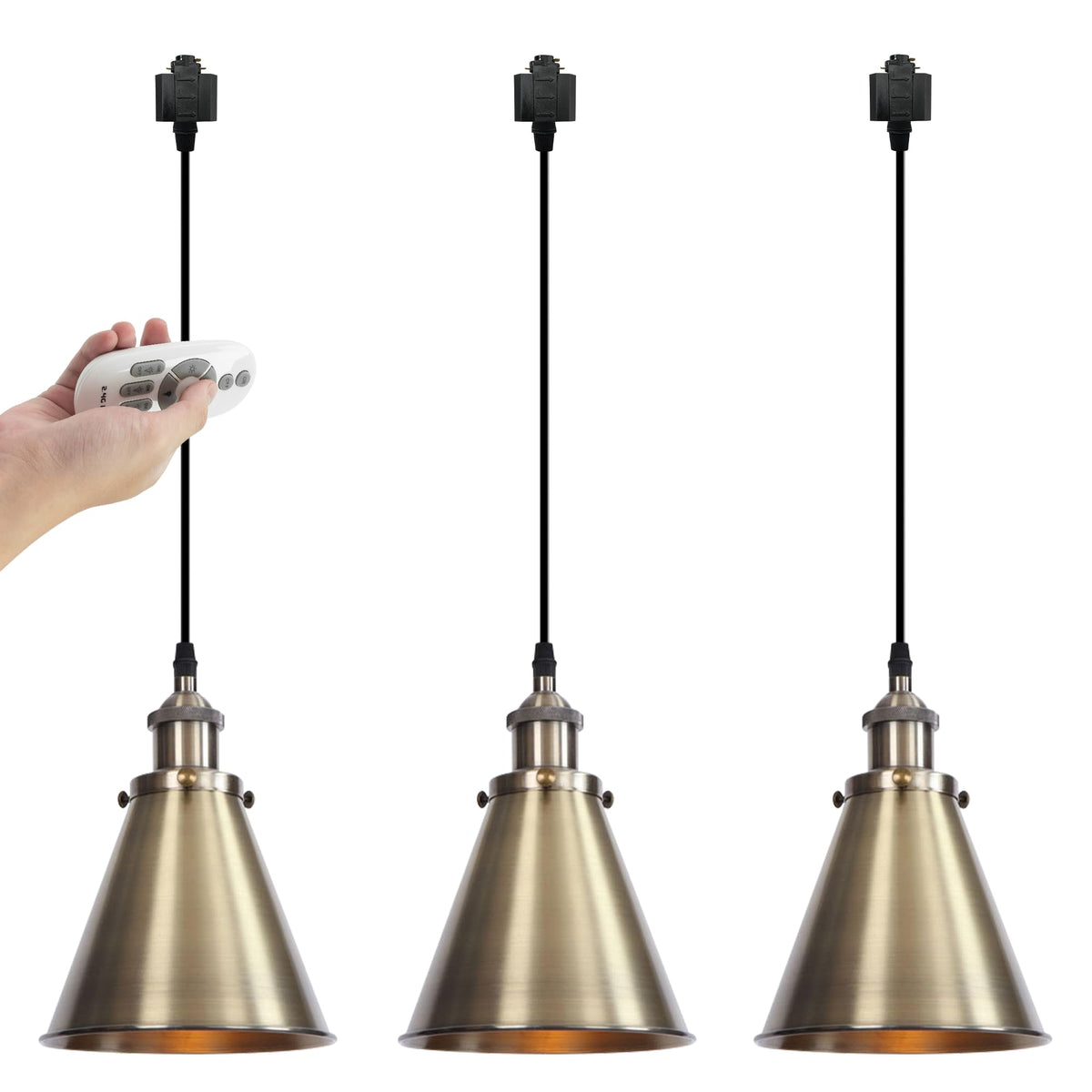 Kiven H-Type Track Lighting, 3-Light Modern Halo Track Pendant Light with Metal Lampshade,Dimmable H Track Light Pedant for Kitchen Island Home Cafe Bedroom, Cord Length 39.4",Silver Finish