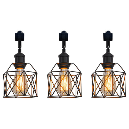 Hollow Cage Metal Shade Track Light Rotatable Tilt Adjustable Accent Lighting Vintage Design