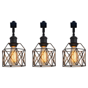 Hollow Cage Metal Shade Track Light Rotatable Tilt Adjustable Accent Lighting Vintage Design