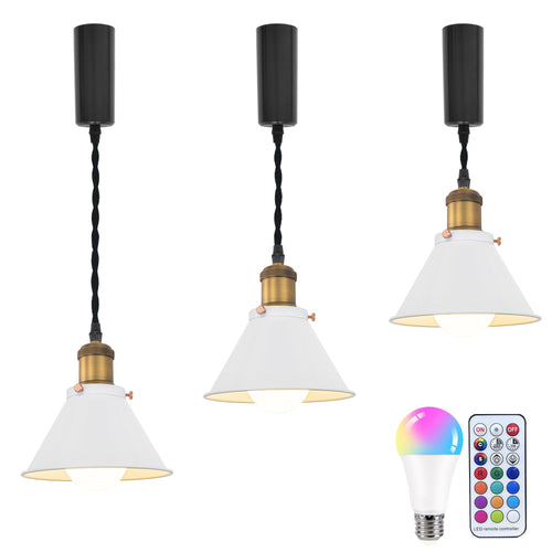 Remote Control RGB LED White Track Pendant Light Brown Bronze E26 Base Adjusted Fixture Vintage Style
