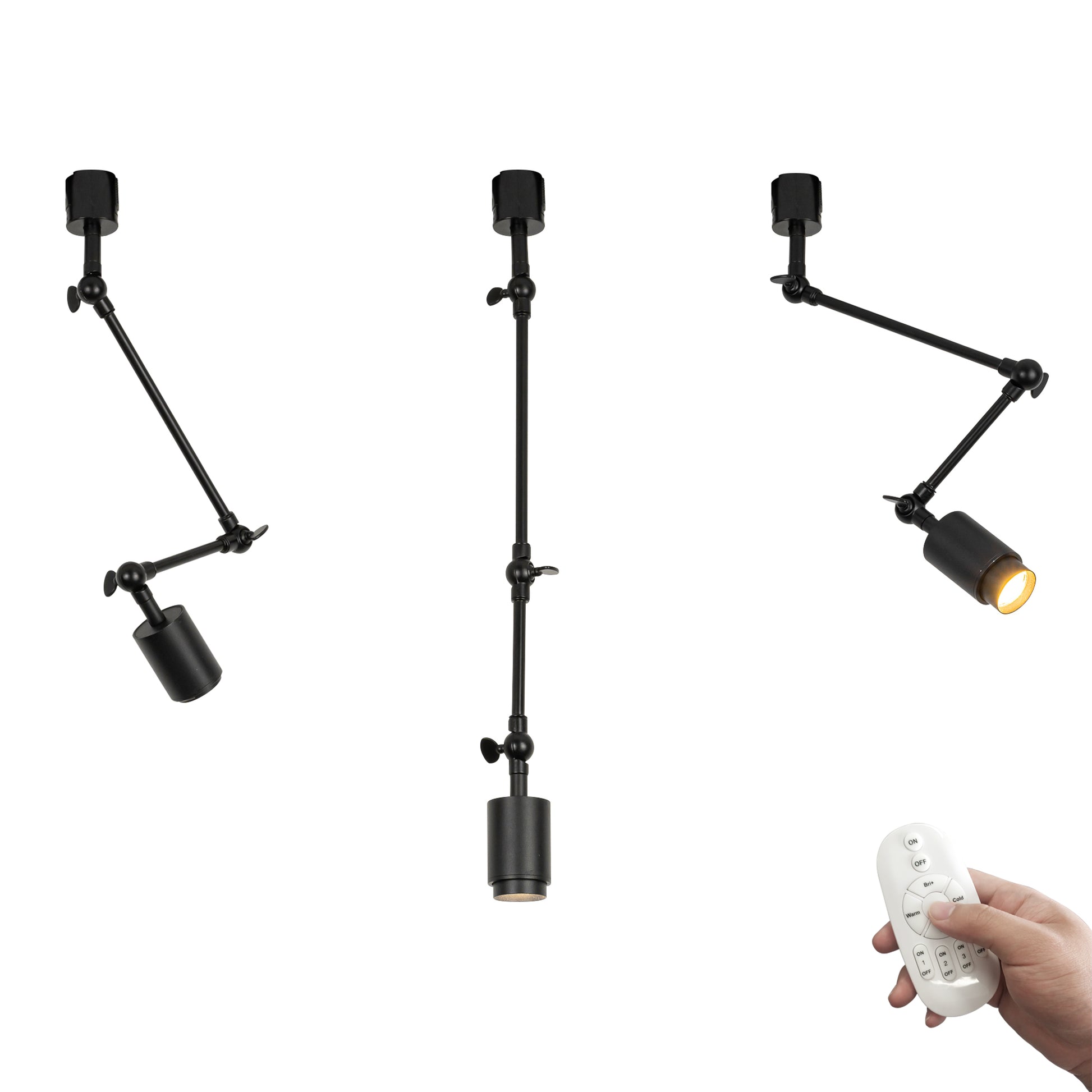 Modern Adjustable Extension Arm Track Light with Kiven Remote - Dimmable & Color Changing (3000K-6500K), Swing Arm Spotlights for Kitchen, Gallery & Cafe, 1/3 PCS