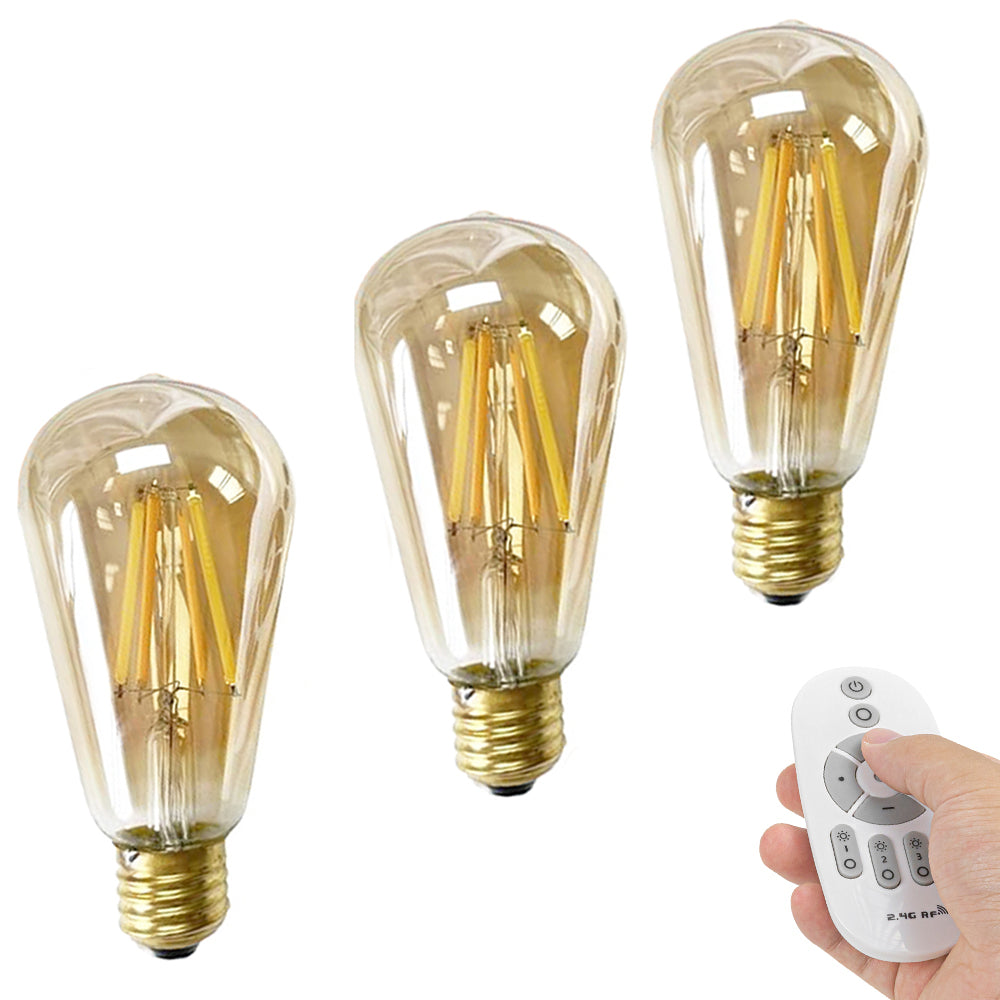 2-Pack Vintage E26 LED Filament Bulbs | Dimmable & Tunable with Remote, 60W Equivalent, 600 Lumens