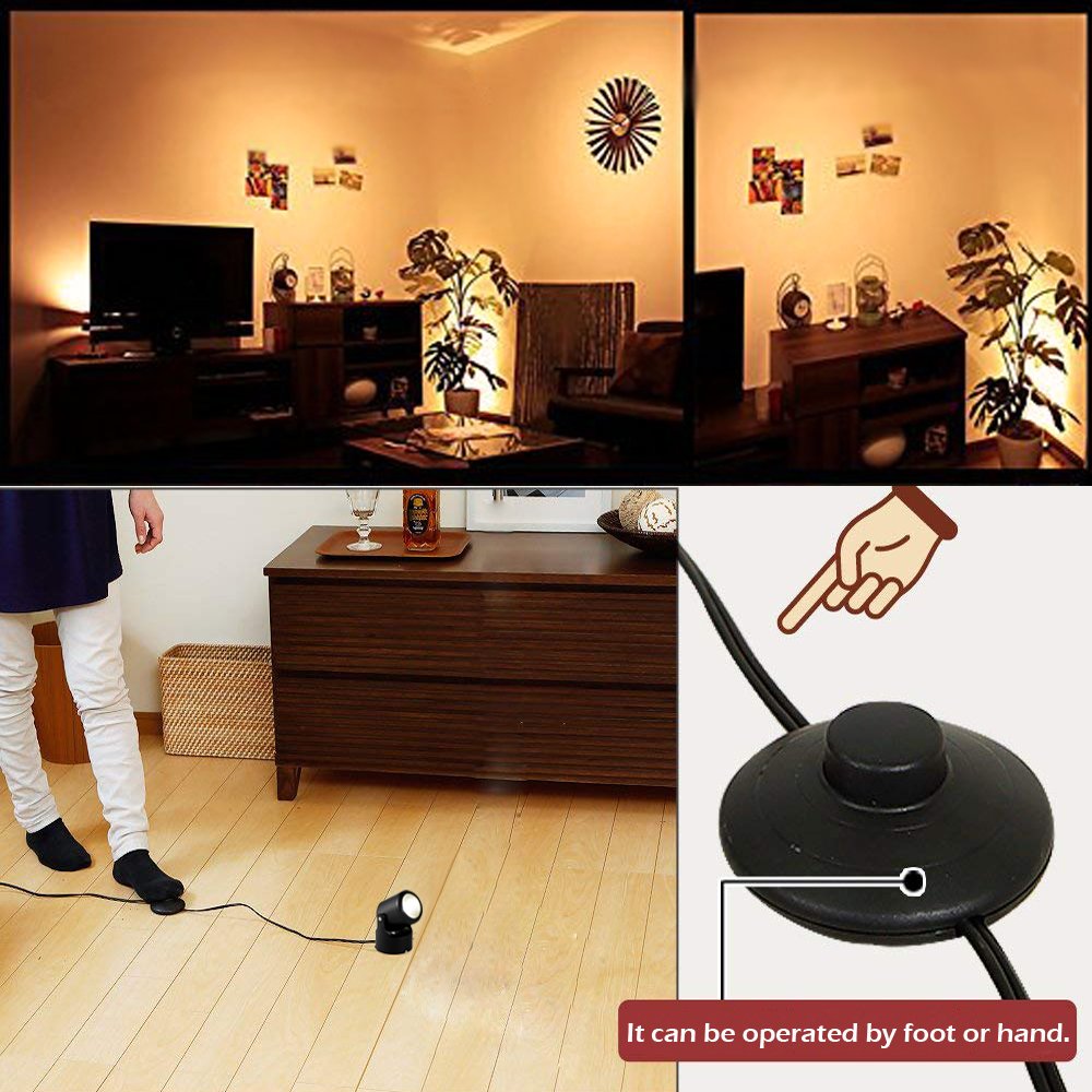 Kiven LED Accent Uplight with Foot Control On Off Switch， Handheld Sized Portable Spot Light, Black
