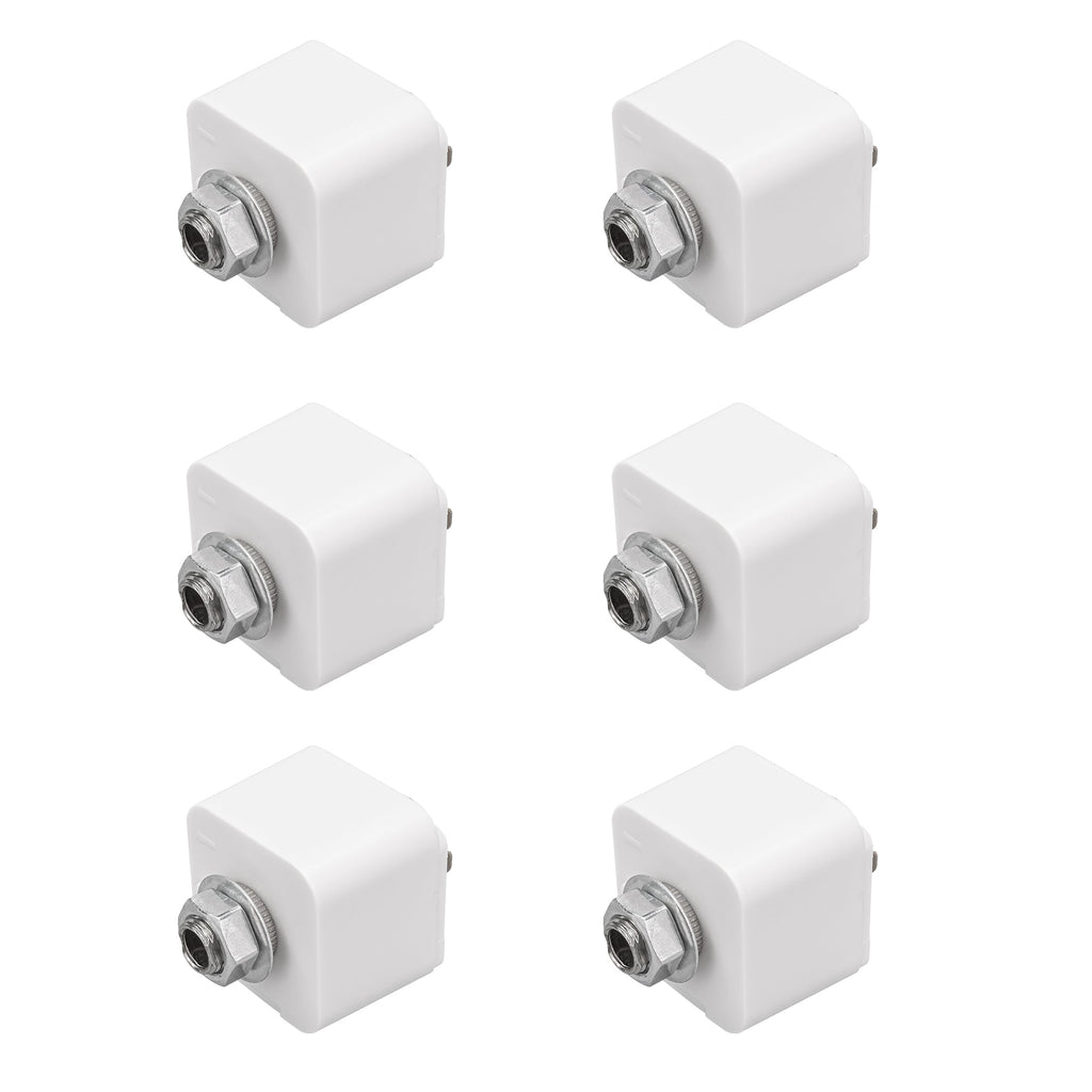 White Lightolier track adapter fitting for L system lighting, ideal for stage lighting and DIY projects.
