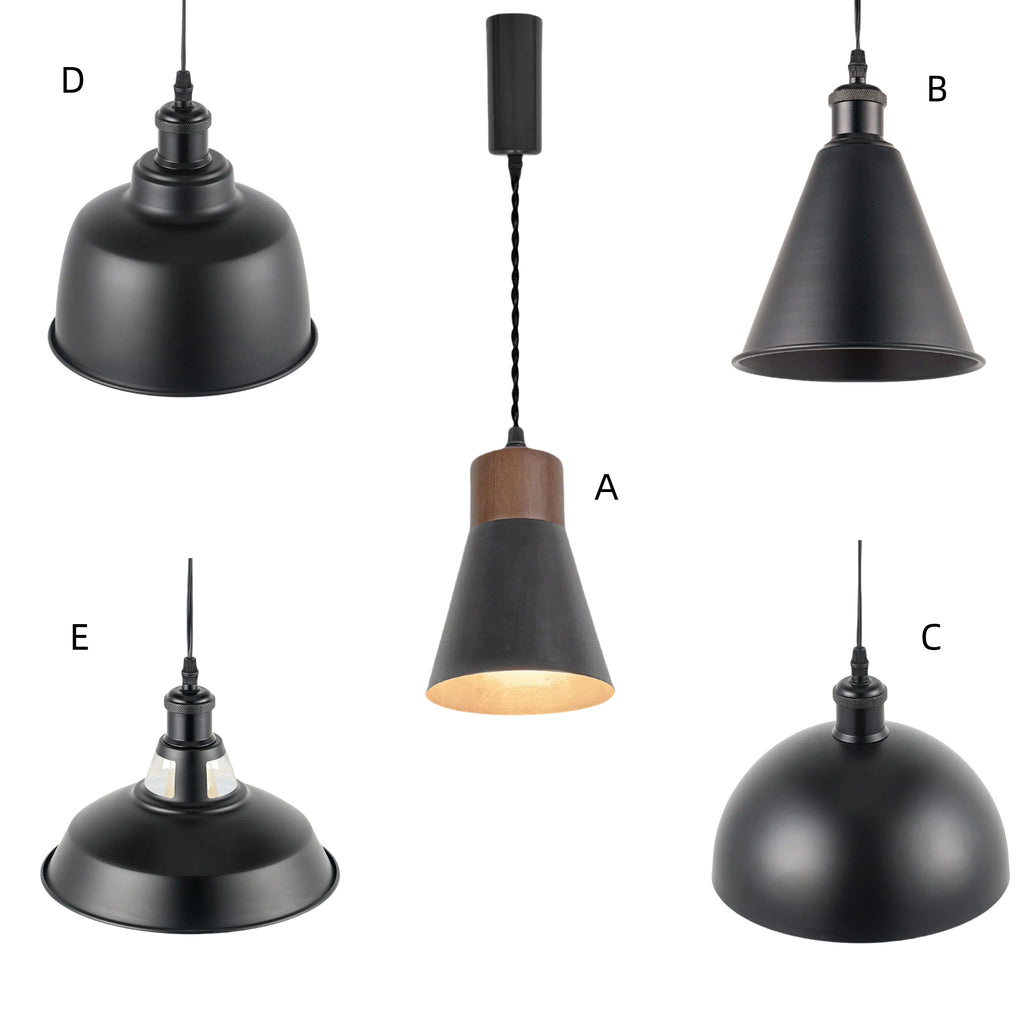 H-Type Track System Kit with Industrial Style Pendant Lights, Adjustable Wiring, and Accessories