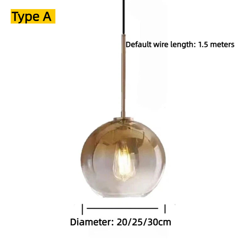 Kiven Nordic Modern Minimalist Adjustable Glass Globe Pendant Light, Creative Single - Head Design, Ideal for Dining Room, Cafe, Bedroom & Bar Ambience