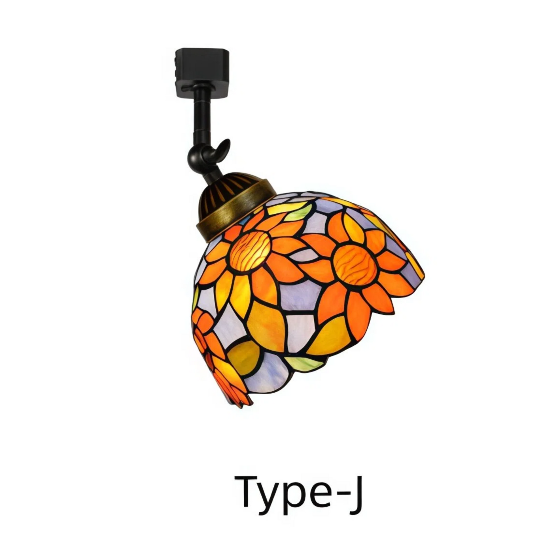 Kiven Dimmable H-Type Track Head Lighting Adjustable Angle Tiffany Ceiling Light Colorful Dragonfly Glass Shade Handmade Track Light Fixture for Gallery Mirror Front(No Track)