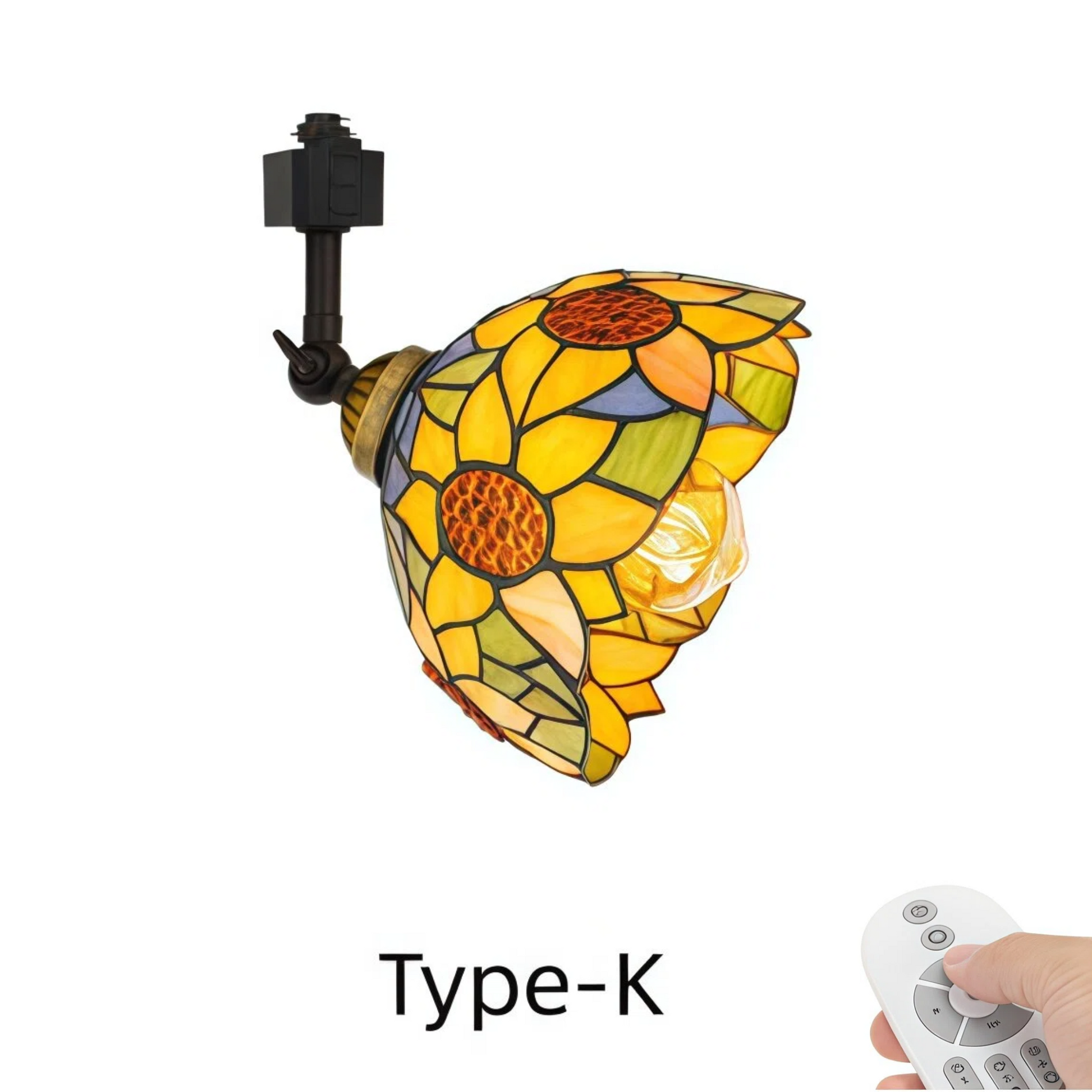 Kiven Dimmable H-Type Track Head Lighting Adjustable Angle Tiffany Ceiling Light Colorful Dragonfly Glass Shade Handmade Track Light Fixture for Gallery Mirror Front(No Track)
