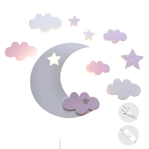 Kiven Moon Light for Kids Star&Cloud Night lamp Wall Lamp Lovely Night Sky Nursery Wall Decor Wall Lighting Night Lamp Bulb is NOT Included E26 DIY BD1338