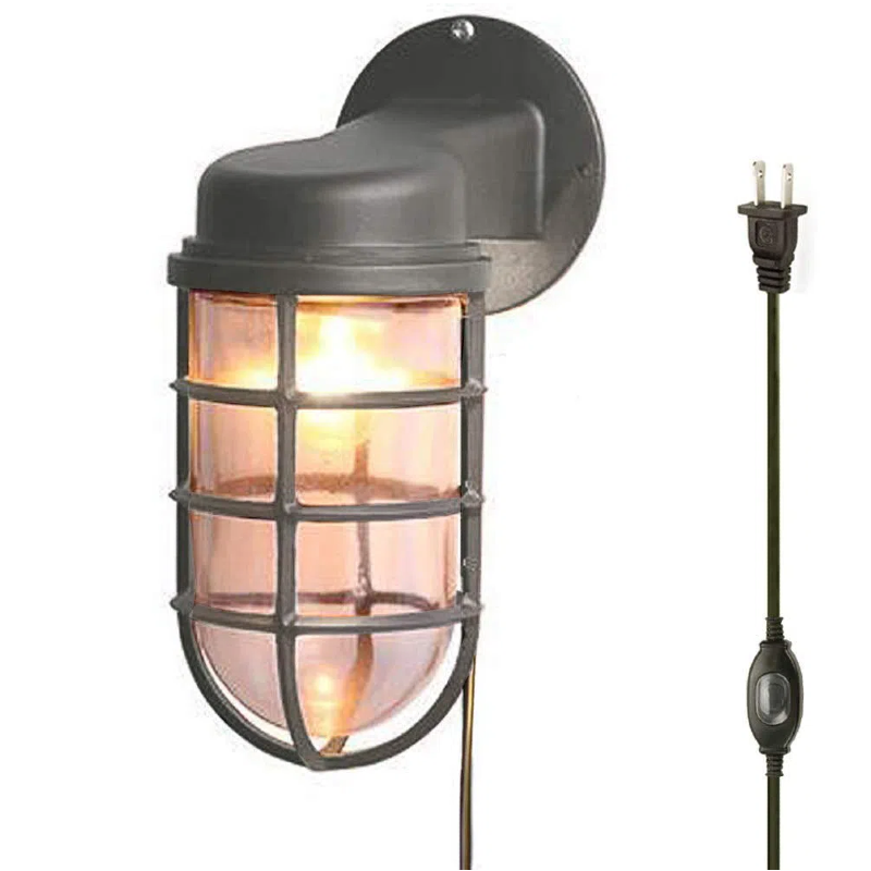 Waterproof Exterior Plug-in Wall Lamp Easy to Install (Bulb NOT Included)