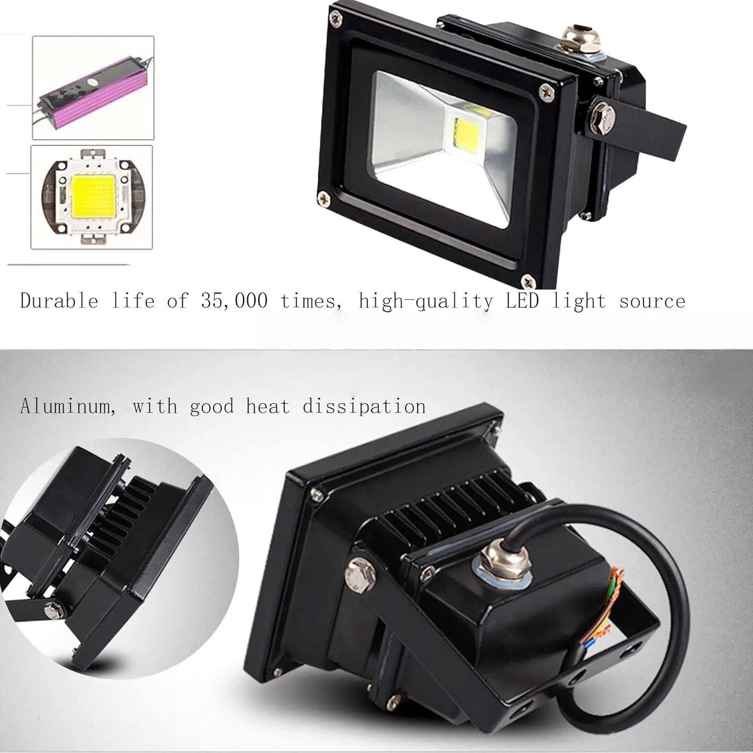 Kiven Long Range Remote Square Wash Wall Lights Include Bracket Shop Signs Billboards 10W 3000K 960 Lumens 9.84ft Plug-in Cord No Wiring Need for Yard, Patio, Garden, Garage Exterior Walls