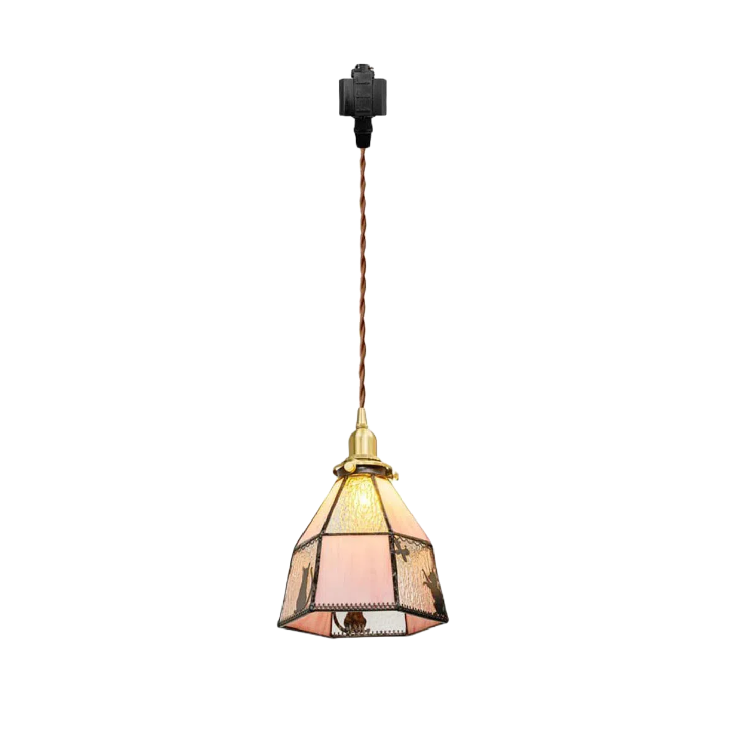 Kiven H-Type Track Lighting Pendants,1-Light Tiffany Style h Track Pendant Lights with Stained Glass Lampsade,Decorative Track Lighting Fixture for Hallway Kitchen Island DZ0489