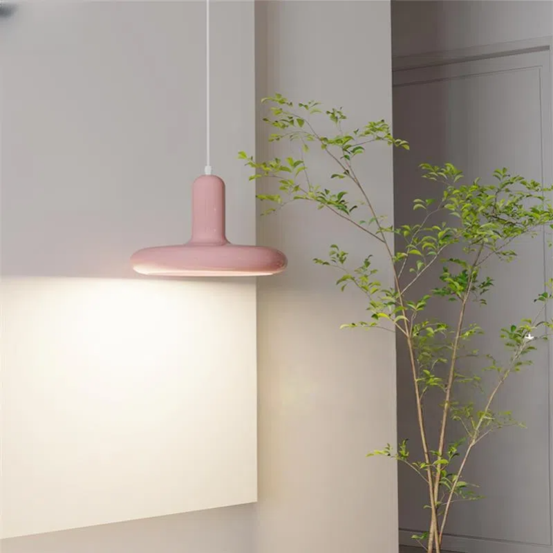 Kiven Nordic Style Simple Creamy Pink H-Type Track Chandelier - Ideal for Bedrooms