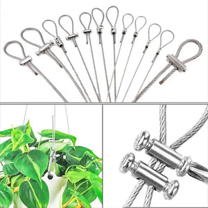 Kiven 304 Stainless Steel Wire Rope Locking Device, Adjustable Self-Locking Double-Hole Cable Clamp for Clothes Hanger/Picture Hanging - Customizable