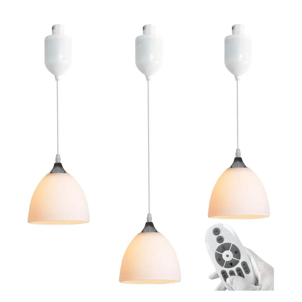 Adjustable Height Halo Track Lighting Pendants, 4 Ft Cord, H-Type Track Pendant Lights, Retro White Bell Glass Alabaster, E26 Smart LED Edison Bulbs Track Mount for Kitchen Island