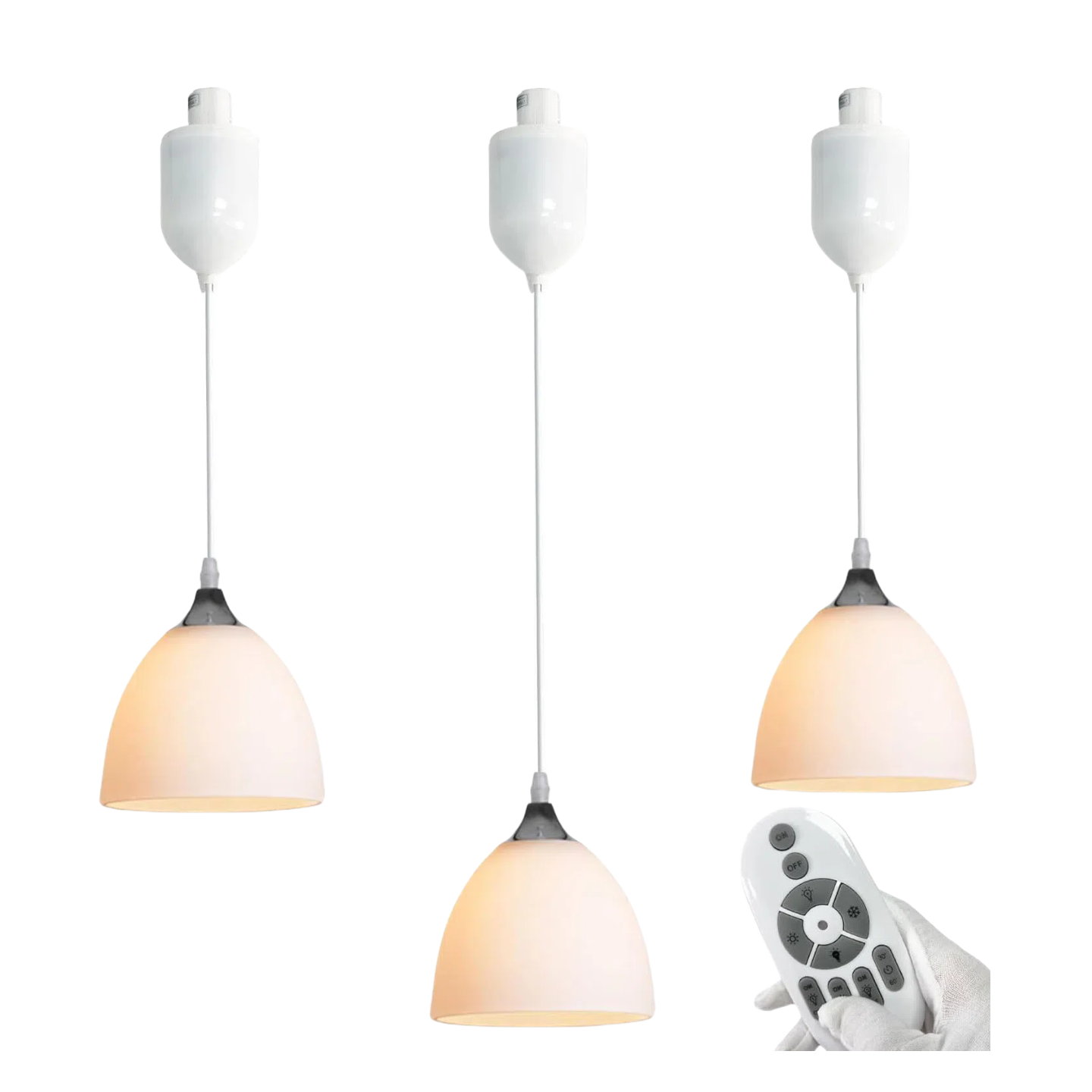 Adjustable Height Halo Track Lighting Pendants, 4 Ft Cord, H-Type Track Pendant Lights, Retro White Bell Glass Alabaster, E26 Smart LED Edison Bulbs Track Mount for Kitchen Island