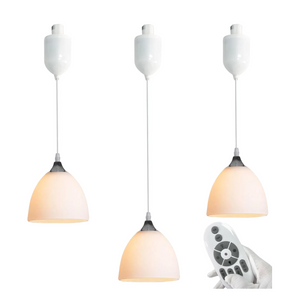 Adjustable Height Halo Track Lighting Pendants, 4 Ft Cord, H-Type Track Pendant Lights, Retro White Bell Glass Alabaster, E26 Smart LED Edison Bulbs Track Mount for Kitchen Island