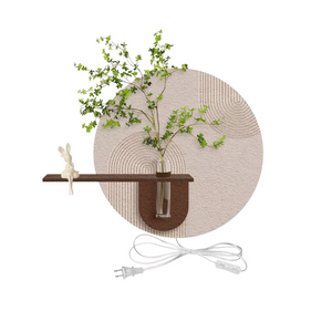 Kiven Wall-Mounted Adjustable Warm Light with 4.9ft Plug-in Cord – Modern Decorative Wall Art & Vase Set for Home Décor Restaurant (Excludes Plants & Rabbit Figurines)