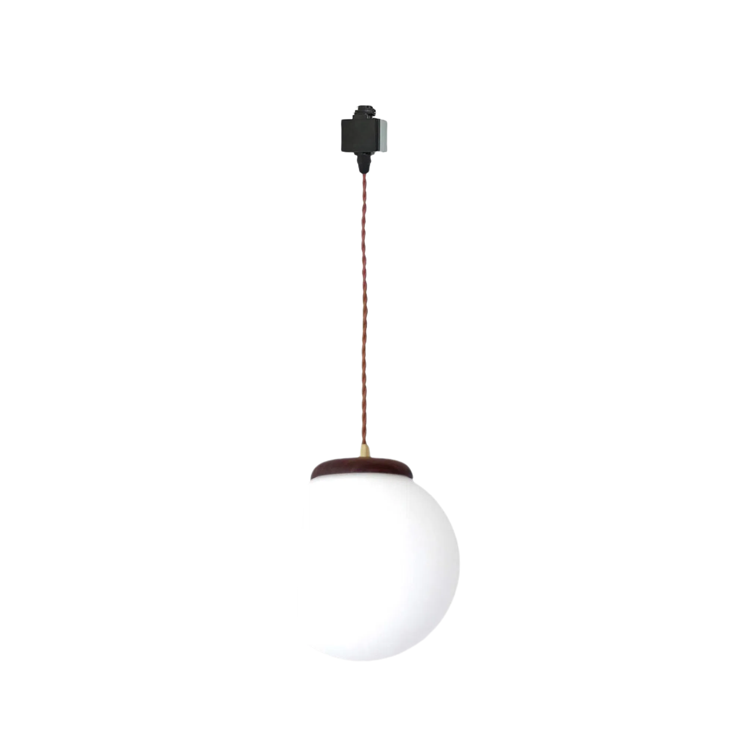 Dimmable H-Type Track Lighting Pendants, White Frosted Glass Shade Globe Shape, 3.2 ft Cord Wood Finished E26 Socket Restaurant Kitchen Island Customizable