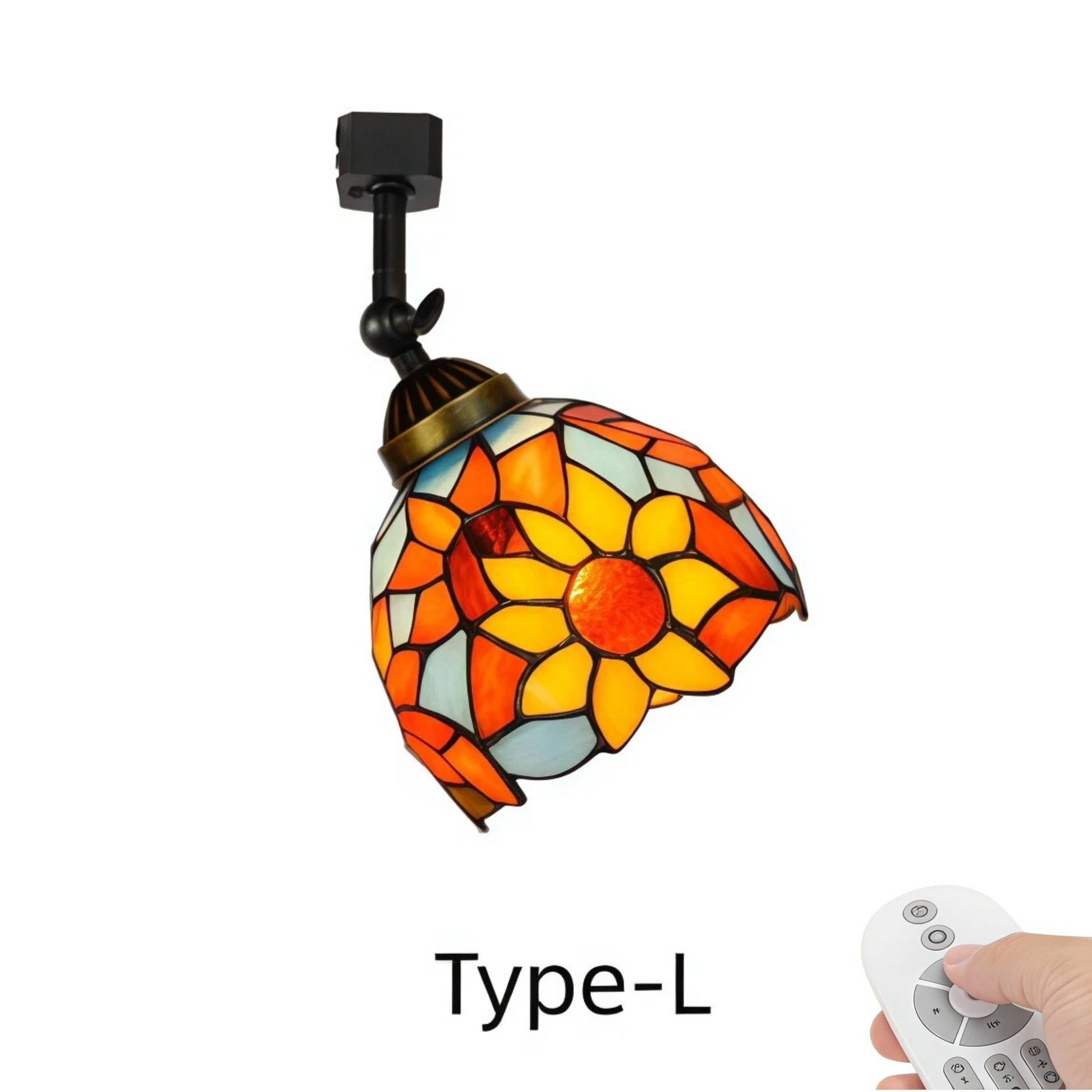 Kiven Dimmable H-Type Track Head Lighting Adjustable Angle Tiffany Ceiling Light Colorful Dragonfly Glass Shade Handmade Track Light Fixture for Gallery Mirror Front(No Track)