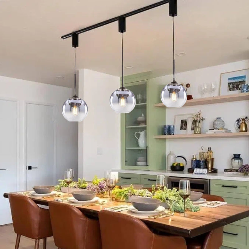 Kiven Nordic Modern Minimalist Adjustable Glass Globe Pendant Light, Creative Single - Head Design, Ideal for Dining Room, Cafe, Bedroom & Bar Ambience