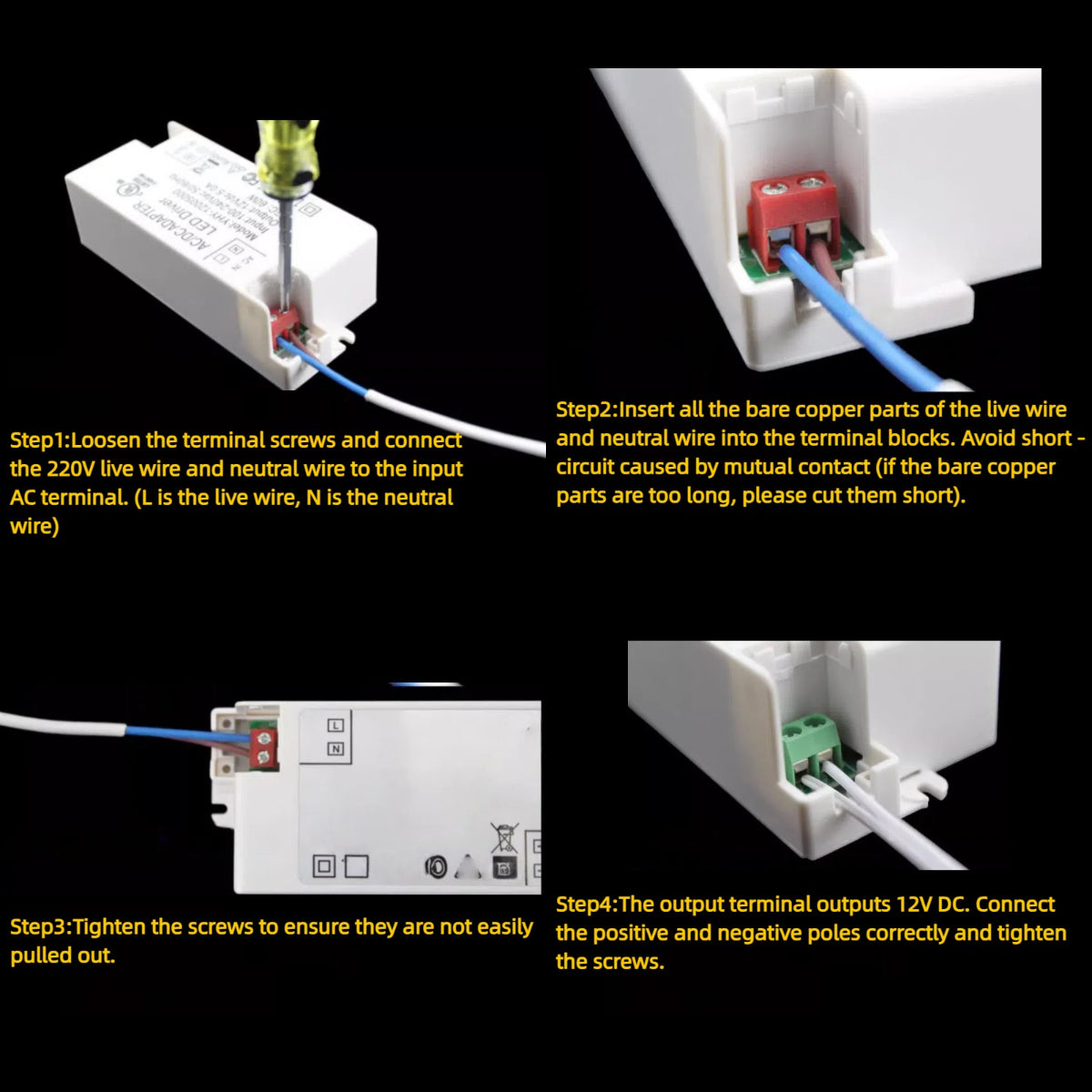 Kiven 110V AC to 12V DC 1A 12W Constant Voltage LED Power Supply, CE Certified Voltage Regulator Transformer for LED Strip Lights/Bulbs/Lamps