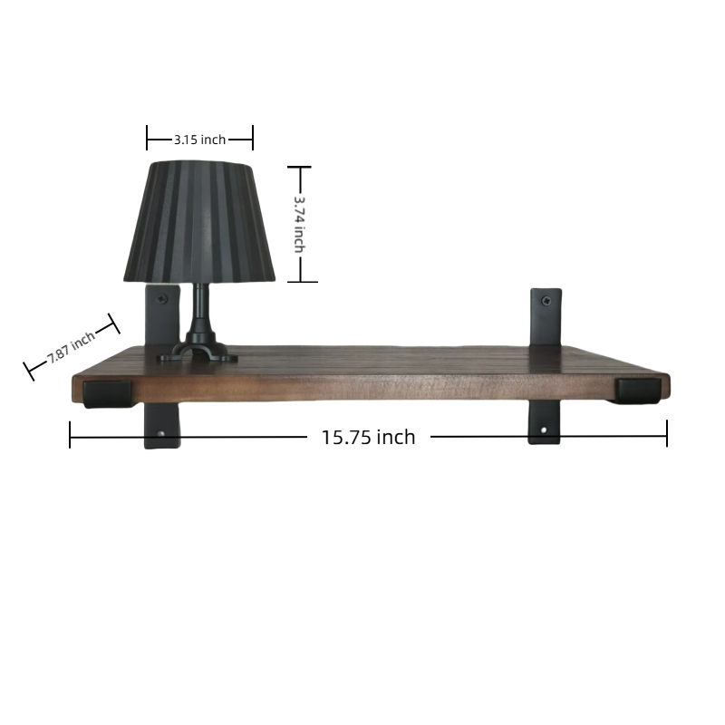 Kiven battery-powered wall lamp with shelf, cordless wall lamp, remote control, tricolor mode, farmhouse wall lamp with rechargeable dimming lamp, suitable for bedroom, living room and office