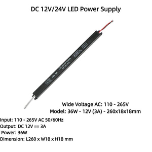 Kiven 12V 24V DC Switching Power Supply, Ultra Slim Low Profile Adapter Transformer for LED Light Box, Sign, Advertisement, LED Strip Lights
