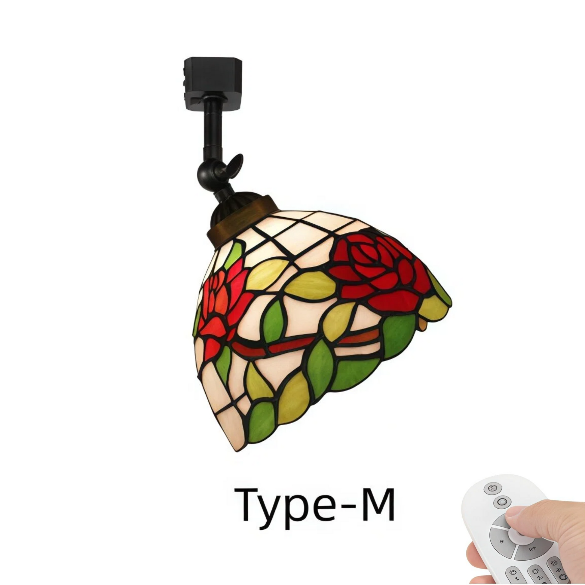 Kiven Dimmable H-Type Track Head Lighting Adjustable Angle Tiffany Ceiling Light Colorful Dragonfly Glass Shade Handmade Track Light Fixture for Gallery Mirror Front(No Track)