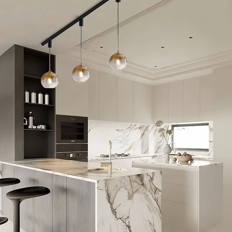 Kiven Nordic Modern Minimalist Adjustable Glass Globe Pendant Light, Creative Single - Head Design, Ideal for Dining Room, Cafe, Bedroom & Bar Ambience