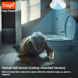 Kiven Non-Contact 60GHz Radar Sensor, Privacy-Safe Fall Detection Alarm & Human Presence Monitor for Elderly Care and Home Security