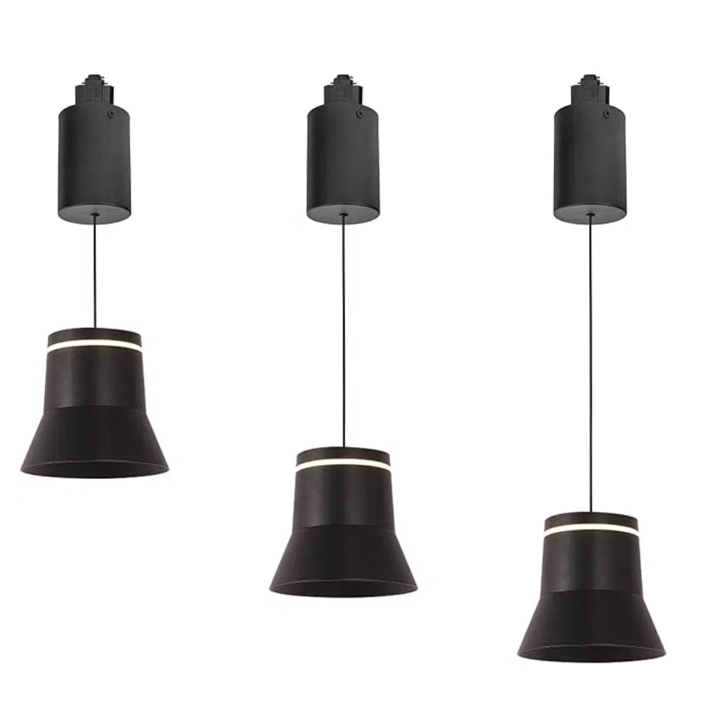 Kiven Track Pendant Light 7W Adjustable Levitate H-Type Retractable Lift Track Pendant Light with Al Shade Indoor Island Light Adjustable Length Warm White 3000K for Kitchen,Black - 3 Pack
