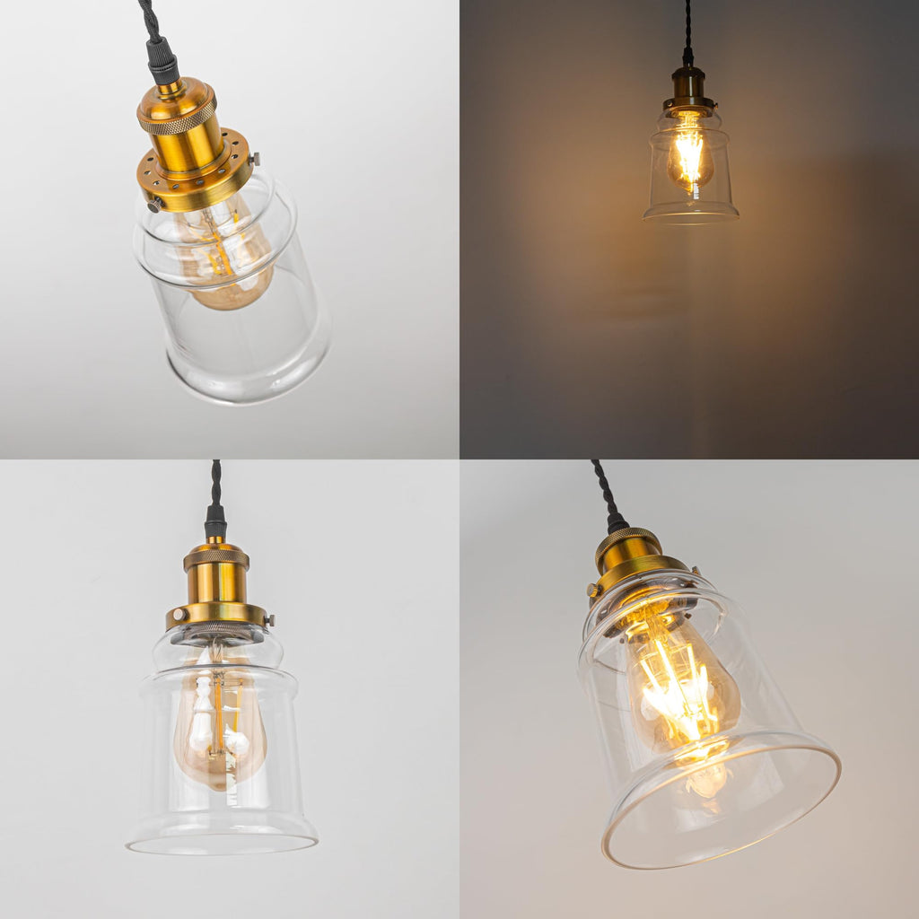 Kiven Instant Light Conversion Kit for 4/5/6inch Hole,Glass Farmhouse Lighting Recessed Can Light Conversion Kit to Pendant with E26 Screw-in Adapter for Kitchen Island Hallway Black TB0213