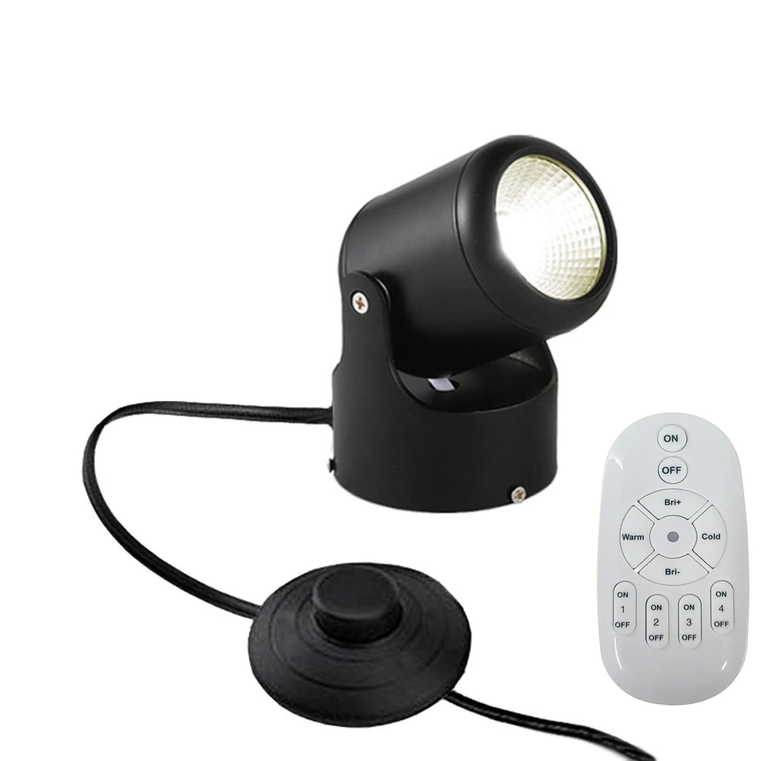 Kiven LED Accent Uplight with Foot Control On Off Switch， Handheld Sized Portable Spot Light, Black