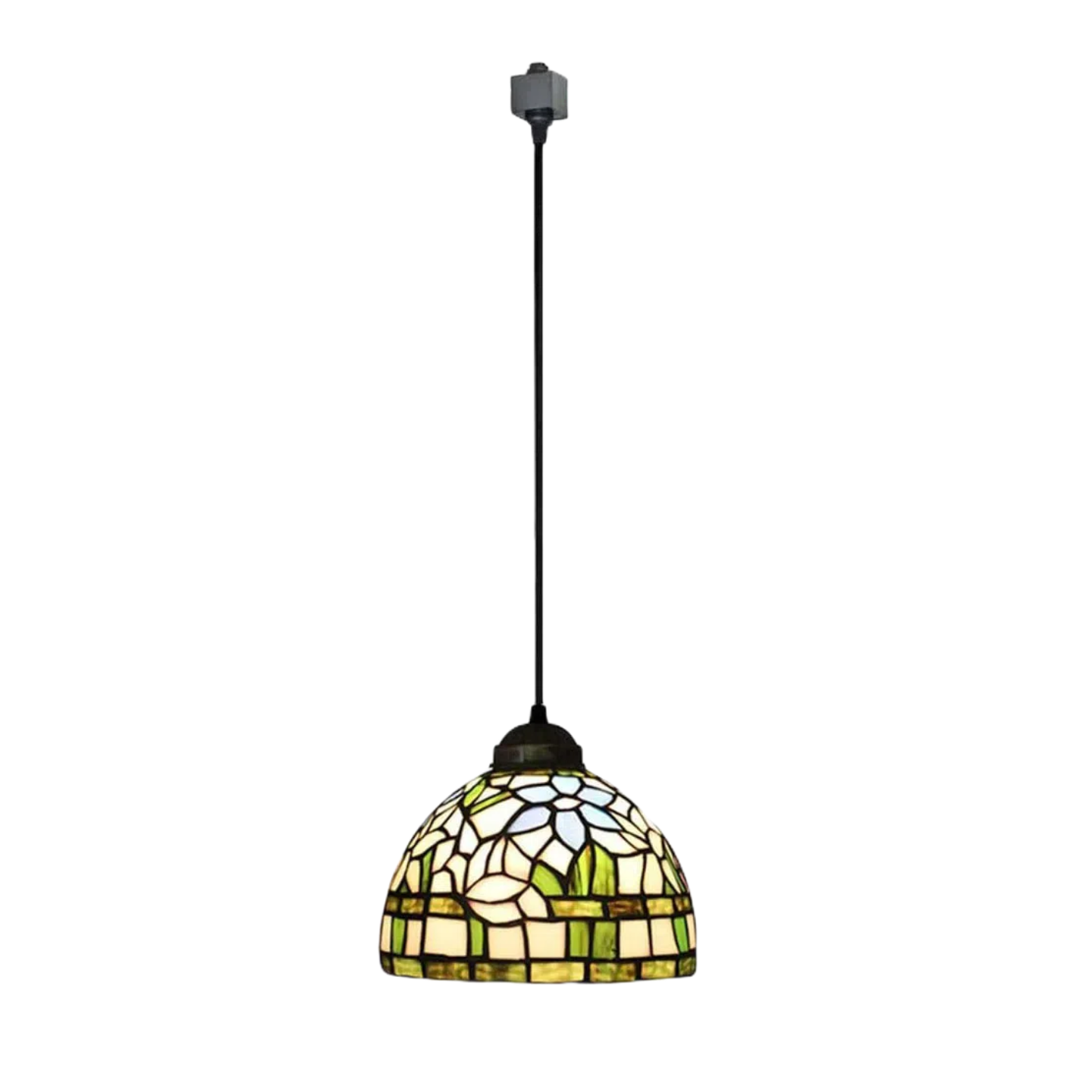 Kiven H-Type Track Lighting Pendants, Tiffany Style h Track Pendant Lights, 1-Light Decorative Track Lighting Fixture for Kitchen Island Hallway,Brown