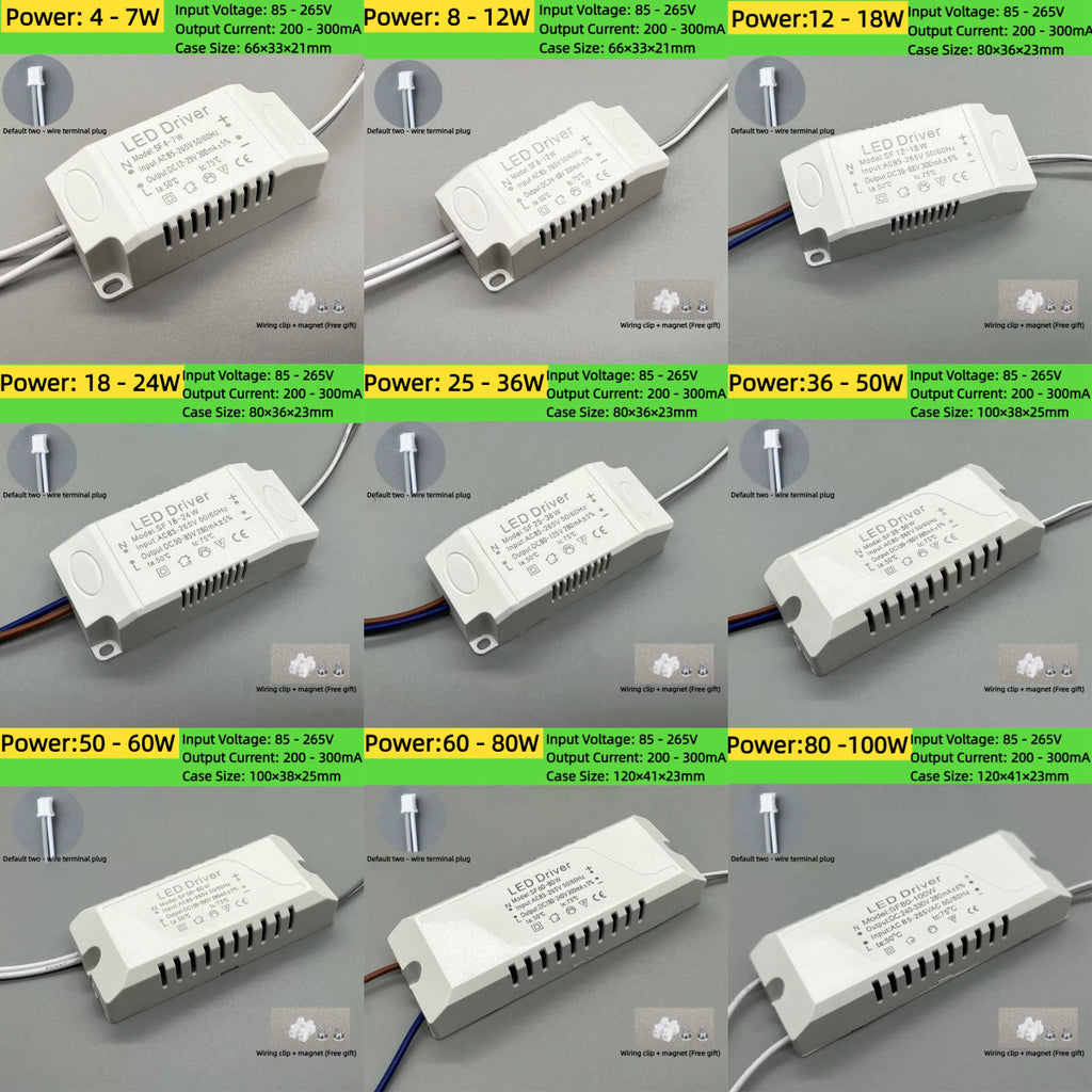 Kiven LED Driver 85-265V AC Constant Current Isolated Power Supply, for Dimmable LED Ceiling Lights, Downlights, Single Color & CCT Tunable White Dimmable LED Lights