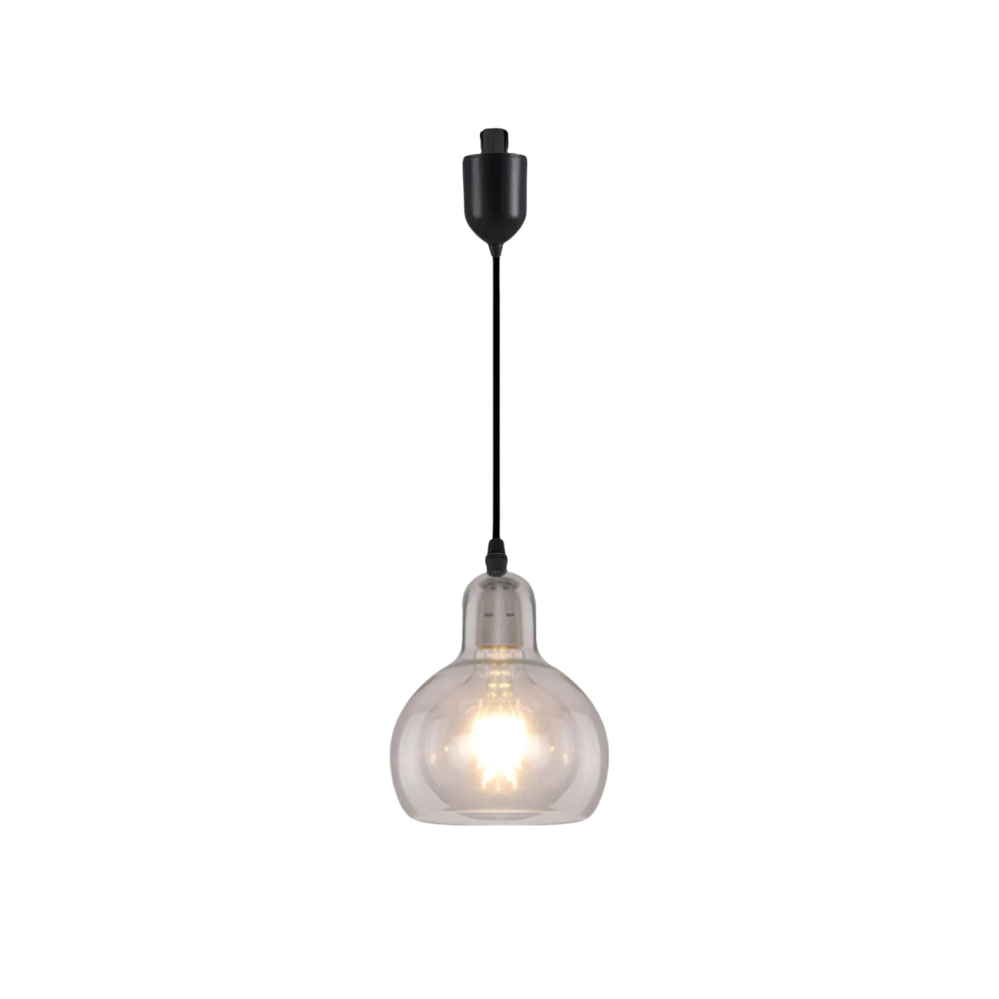 Kiven J-Type Track Lighting, 1-Light Modern Juno Track Pendant Light with Clear Glass Lampshade, J Track Light Pendant Adjustable Length for Bedroom Kitchen Shop (Bulb NOT included)