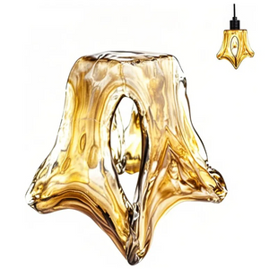 Amber glass caramel lamp shade. Irregular, decorative glass cover for pendant lights; replacement fixture.