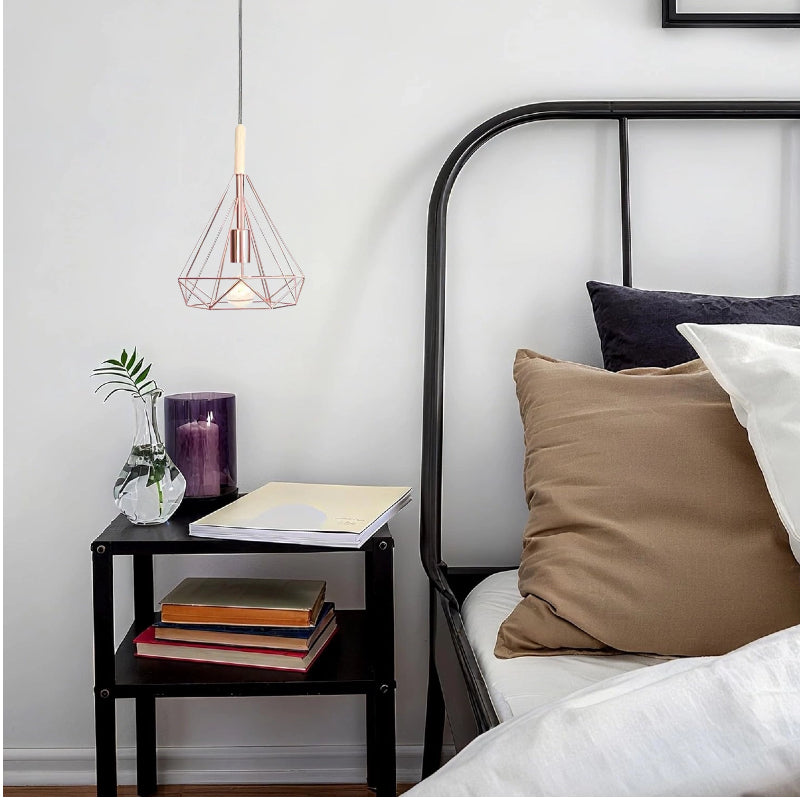 Kiven Dimmable Swag Rose Gold Pendant Light with Adjustable Height, 20ft Plug - In Cord, E26 Base, No Wiring Needed for Dining/Living Room