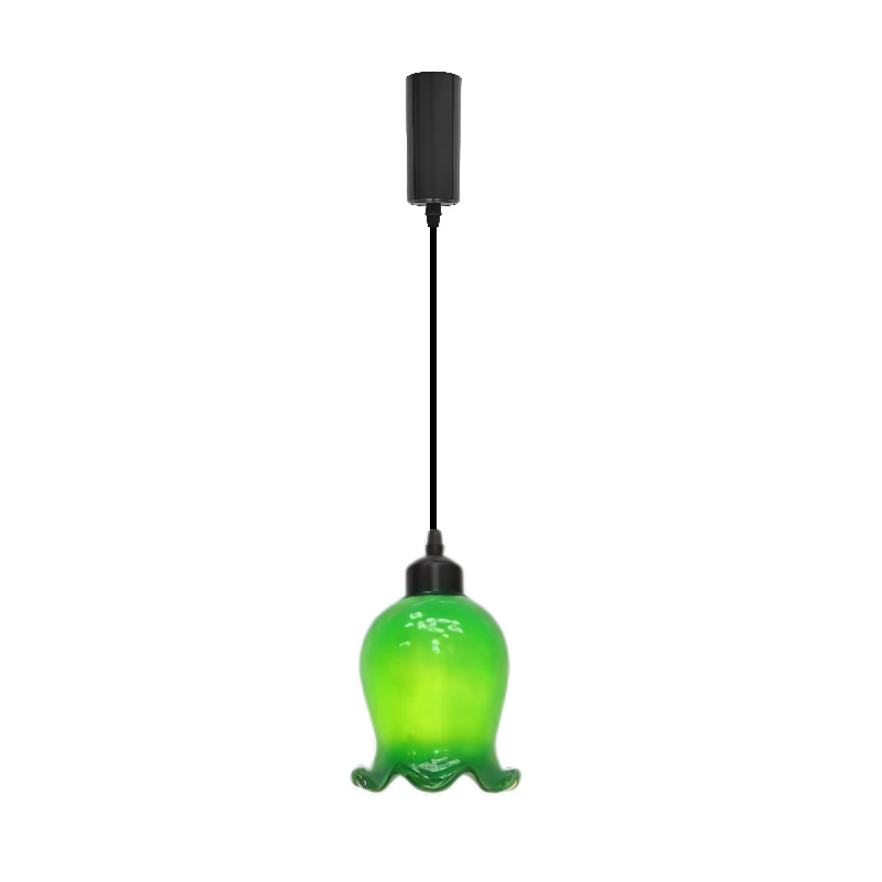 Kiven Retro H Track Pendant Light, Nordic Vintage American Farmhouse Industrial Green Glass Shade, for Cafe Bar Restaurant Hallway Lighting