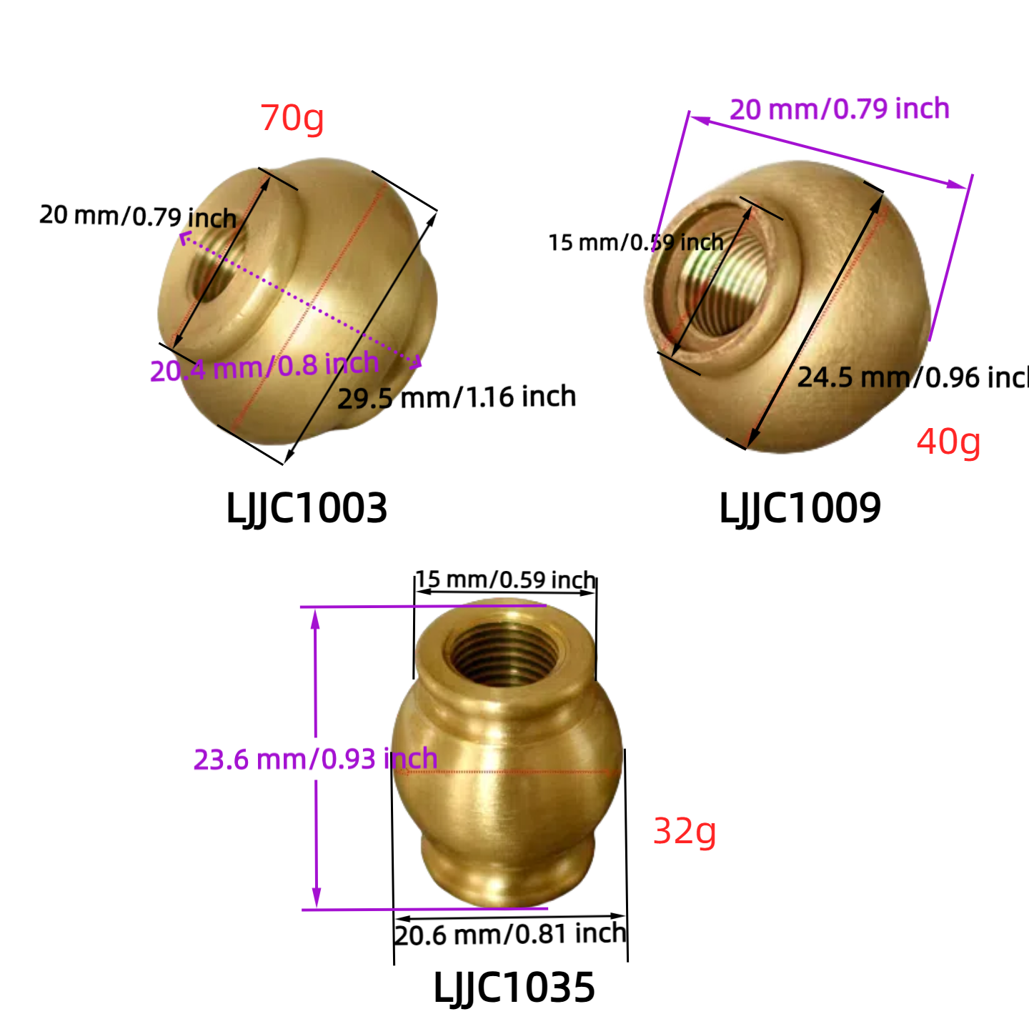 4 - Pack Brass Turned Parts for Bohemian Tassel Table & Floor Lamps DIY Assembly (for Indoor Use)