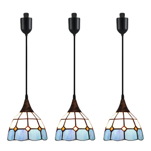 Kiven H-Type Track Lighting Light Fixture,3 Light Baroque Halo Track Pendant Light with Built-in Cable Wrapper and Glass Lampshade, Adjustable Length for Kitchen Island Shop Bedroom