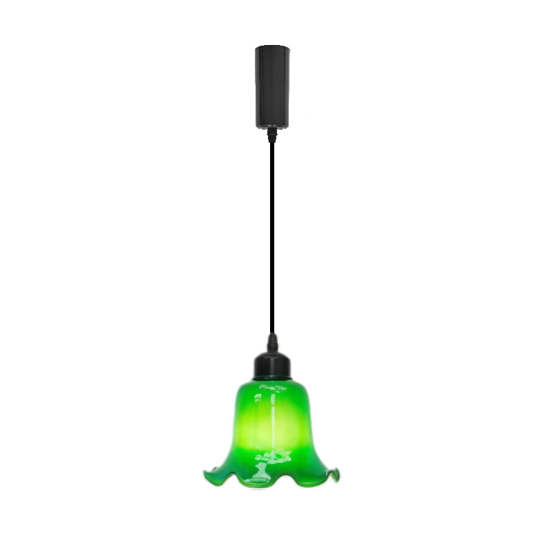 Kiven Retro H Track Pendant Light, Nordic Vintage American Farmhouse Industrial Green Glass Shade, for Cafe Bar Restaurant Hallway Lighting