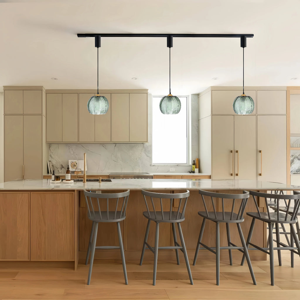 Kiven Nordic Style Pendant Light with Vein-Textured Glass Shade, Adjustable Design, Versatile for Dining Room, Living Room, Bedroom, Bar & Hallway