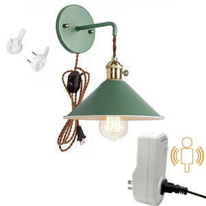 Kiven Plug-in Wall Sconce Pink Macaron Lighting Fixture with in-line Dimmable Switch Cord(5.9FT) and a Pulg-in Motion Sensor Socket Turn on/Off The Light Automatically - 1 Pack