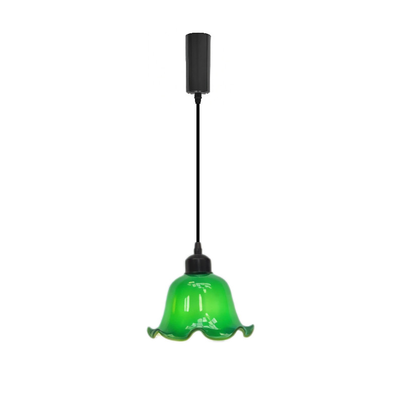 Kiven Retro H Track Pendant Light, Nordic Vintage American Farmhouse Industrial Green Glass Shade, for Cafe Bar Restaurant Hallway Lighting