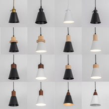 Load image into Gallery viewer, Plug In Outlet Corded Hanging Light Walnut Base Metal Black/White Shade Retro Living Lamp