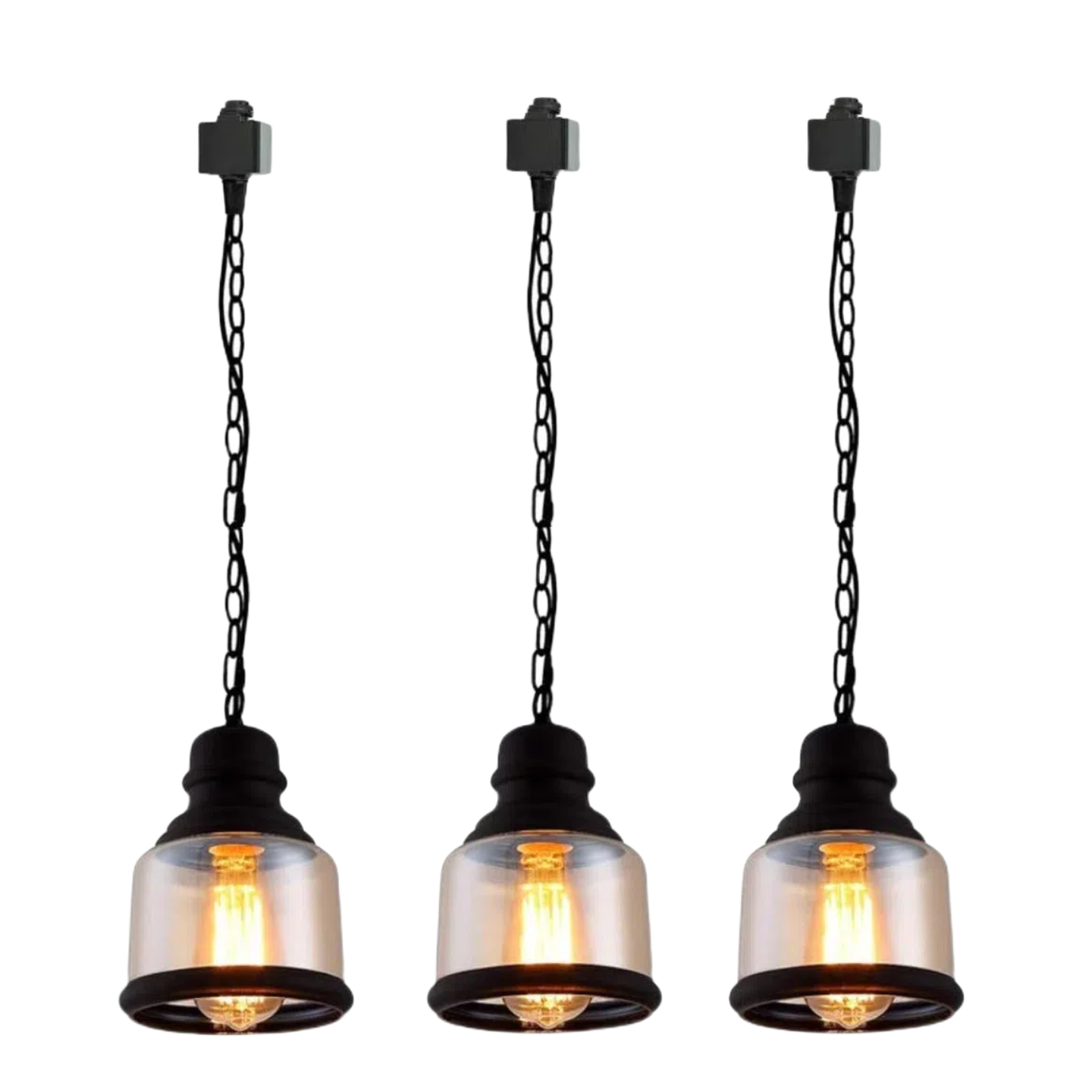 Dimmable Amber Glass Pendant Lights - Industrial Vintage Style for Kitchen, Bedroom, Dining Room.