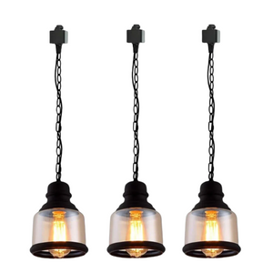 Dimmable Amber Glass Pendant Lights - Industrial Vintage Style for Kitchen, Bedroom, Dining Room.
